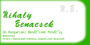 mihaly benacsek business card